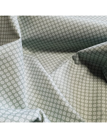 Tissu, Popeline de Coton Ronds, Vert Clair, Laize 148 cm, 100% Coton 130g/m²