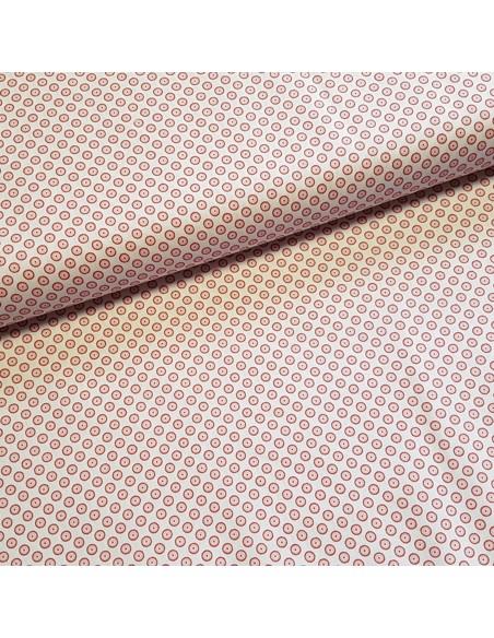 Tissu, Popeline de Coton Ronds, Rose sur Blanc, Laize 148 cm, 100% Coton 130g/m²