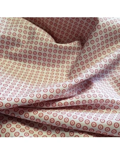 Tissu, Popeline de Coton Ronds, Rose sur Blanc, Laize 148 cm, 100% Coton 130g/m² 2