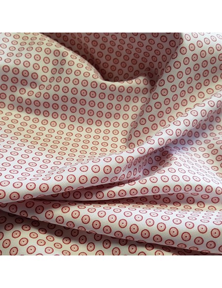 Tissu, Popeline de Coton Ronds, Rose sur Blanc, Laize 148 cm, 100% Coton 130g/m²