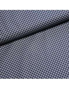 Tissu, Popeline de Coton Ronds, Bleu Marine, Laize 148 cm, 100% Coton 130g/m²