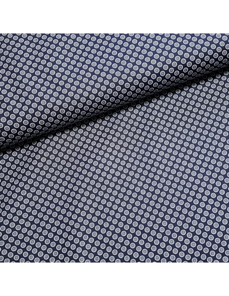 Tissu, Popeline de Coton Ronds, Bleu Marine, Laize 148 cm, 100% Coton 130g/m²