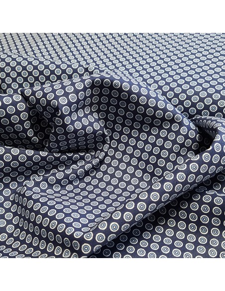 Tissu, Popeline de Coton Ronds, Bleu Marine, Laize 148 cm, 100% Coton 130g/m²