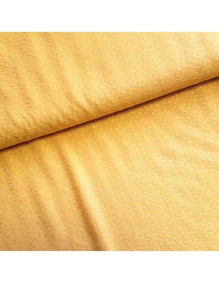Tissu, Viscose Piquée Unie, Jaune Moutarde, Laize 140 cm, 100% Viscose 120g/m²