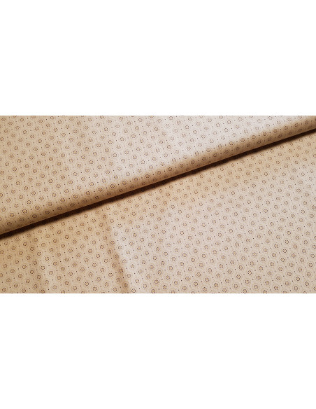 Popeline de coton, ronds, beige