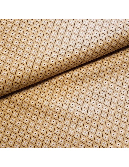 Tissu, Popeline de Coton Fleurie, Jaune Moutarde, Laize 148 cm, 100% Coton