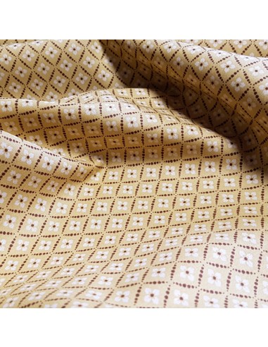 Tissu, Popeline de Coton Fleurie, Jaune Moutarde, Laize 148 cm, 100% Coton