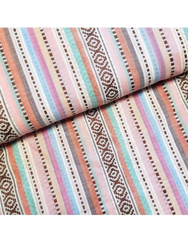 Tissu, Voile de Coton Jacquard Rayures, Laize 135 cm, 100% Coton