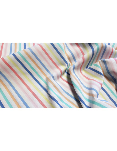 Voile de coton jacquard, rayures multicolores