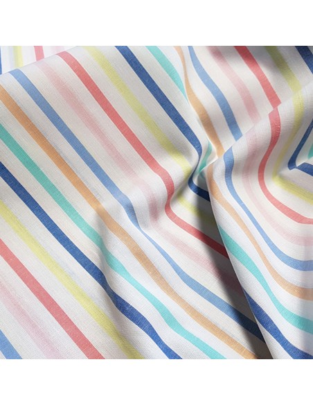 Tissu, Voile de Coton Jacquard Rayures, Multicolores, Laize 135 cm, 100% Coton Léger