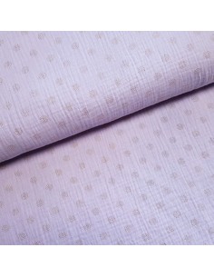 Tissu, Double Gaze Ronds Dorés, Mauve, Laize 135 cm, 100% Coton 125g/m²