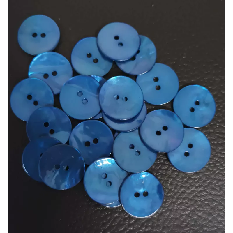 Bouton 2 trous, Ø 16 mm, bleu