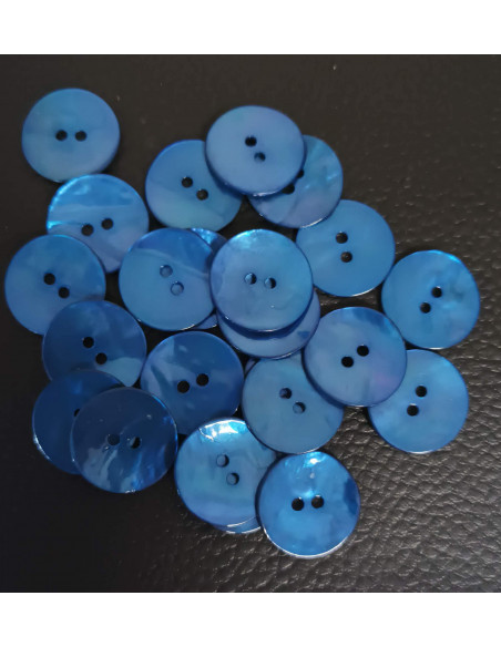 Bouton 2 trous, Ø 16 mm, bleu