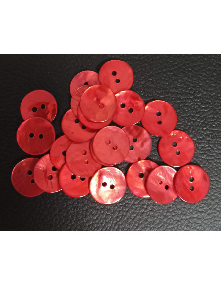 Bouton 2 trous, Ø 16 mm, rouge