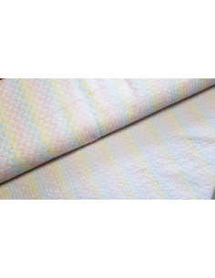 Popeline de coton brodée, couleurs pastel