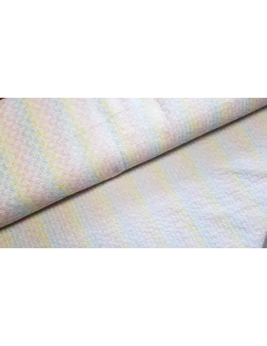 Popeline de coton brodée, couleurs pastel