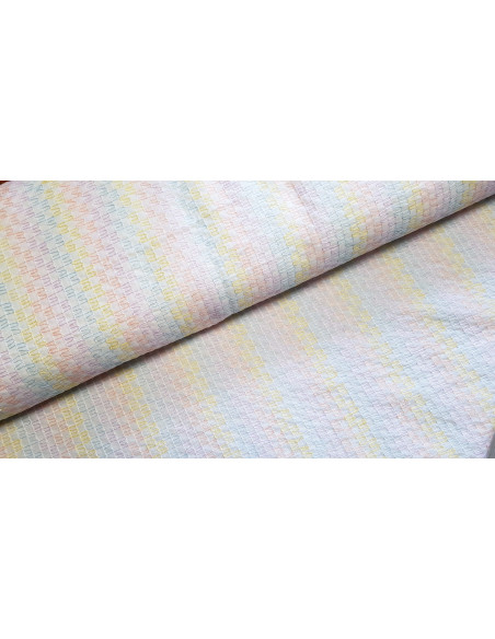 Popeline de coton brodée, couleurs pastel