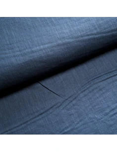 Tissu, Lin Lavé Uni, Bleu Jeans, Laize 140 cm, 100% Lin