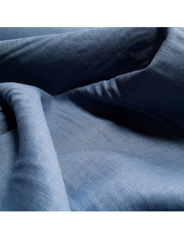 Tissu, Lin Lavé Uni, Bleu Jeans, Laize 140 cm, 100% Lin