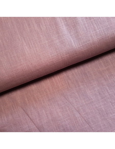 Tissu, Lin Lavé Uni, Rose Poudré, Laize 140 cm, 100% Lin 322g/m²