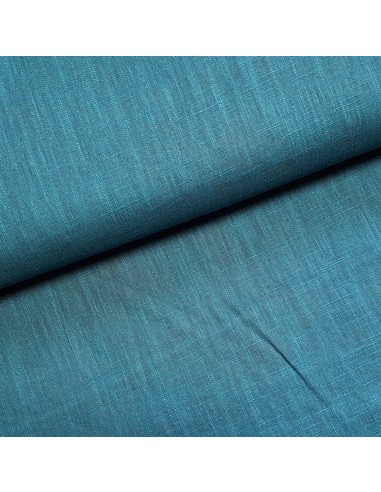 Tissu, Lin Lavé Uni, Bleu Pétrole, Laize 140 cm, 100% Lin 322g/m²