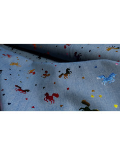 Coton chambray, glitter cœurs et licornes 2