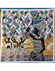 Tissu, Panneau Jacquard KUBA, Or, Panneau 48x48 cm, Polyester Coton d'Ameublement