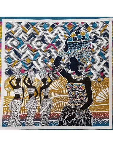 Tissu, Panneau Jacquard KUBA, Or, Panneau 48x48 cm, Polyester Coton d'Ameublement