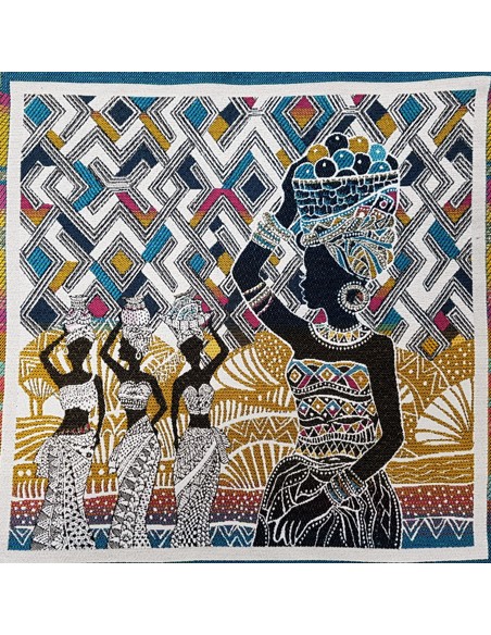 Tissu, Panneau Jacquard KUBA, Or, Panneau 48x48 cm, Polyester Coton d'Ameublement
