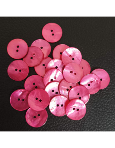 Bouton 2 trous, Ø 16 mm, nacre rose