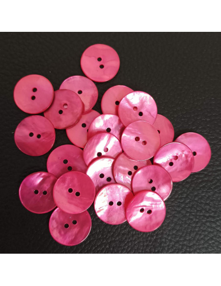 Bouton 2 trous, Ø 16 mm, nacre rose