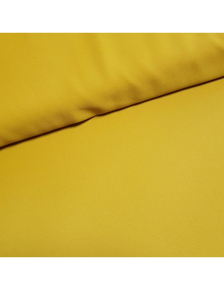 Tissu, Crêpe Mousseline Uni, Jaune Moutarde, Laize 147 cm, 100% Polyester 95g/m²