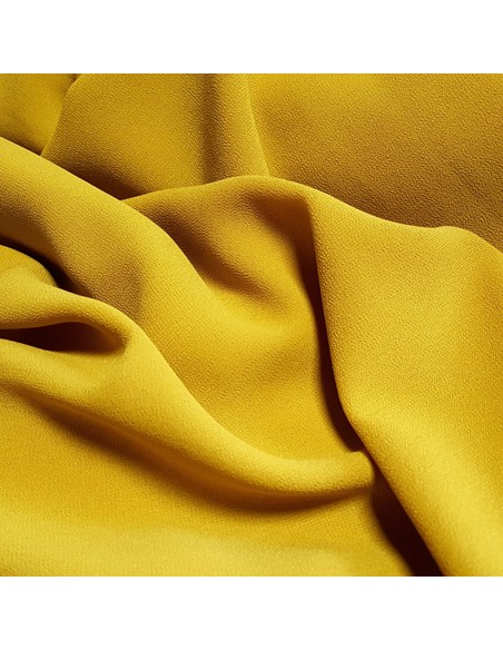 Tissu, Crêpe Mousseline Uni, Jaune Moutarde, Laize 147 cm, 100% Polyester 95g/m²