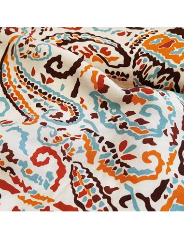 Tissu, Viscose Imprimée Psychédélique, Multicolore sur Écru, Laize 145 cm, 100% Viscose 158g/m²