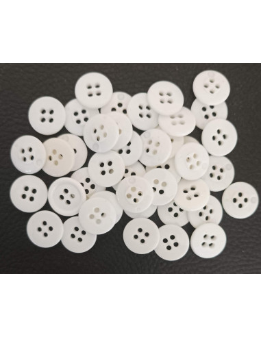 Bouton 4 trous, Ø 14 mm, blanc