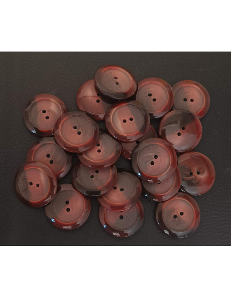 Bouton 2 trous, Ø 30 mm, marron