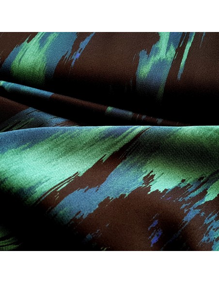 Tissu, Microfibre Imprimée Contemporaine, Aspect Soie, Laize 145 cm, 100% Polyester Léger