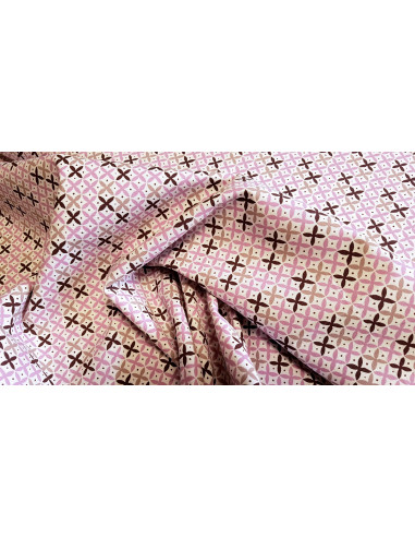Cretonne de coton, croix, mauve