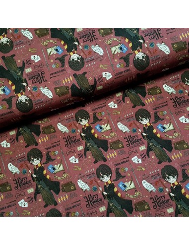 Tissu, Popeline de Coton Licence Harry Potter, Fantaisie Multicolore, Laize 150 cm, 100% Coton