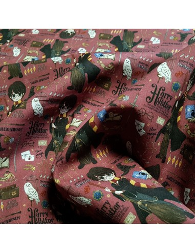 Tissu, Popeline de Coton Licence Harry Potter, Fantaisie Multicolore, Laize 150 cm, 100% Coton