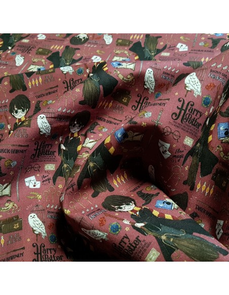 Tissu, Popeline de Coton Licence Harry Potter, Fantaisie Multicolore, Laize 150 cm, 100% Coton
