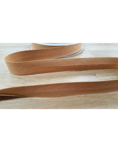 Biais tout textile, polycoton, 20mm, noisette