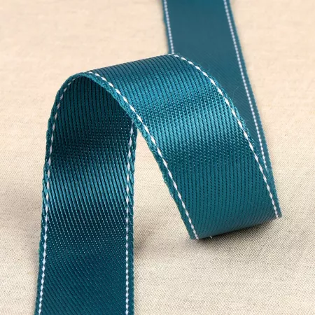 Sangle point sellier, 35mm, bleu canard