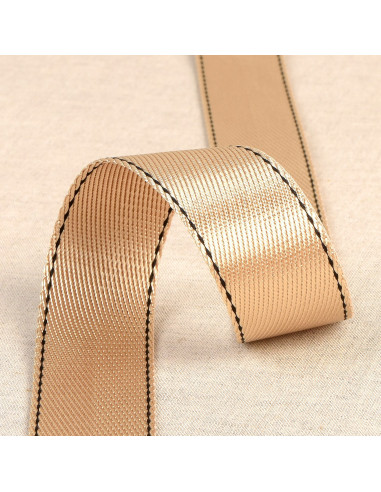 Sangle point sellier, 35mm, écru doré