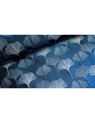 Jacquard feuilles de ginkgo, bleu pétrole