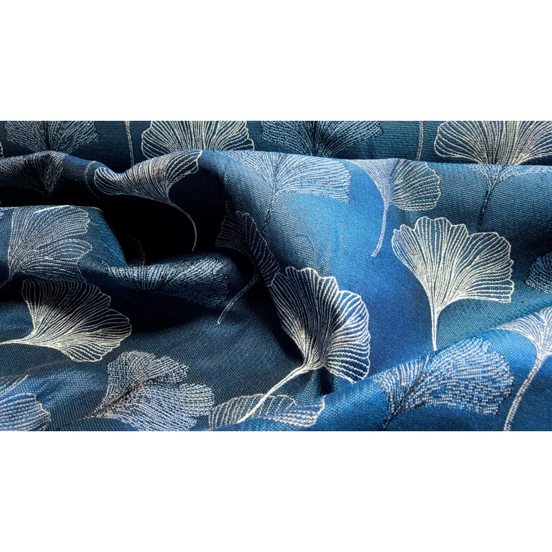 Jacquard feuilles de ginkgo, bleu pétrole