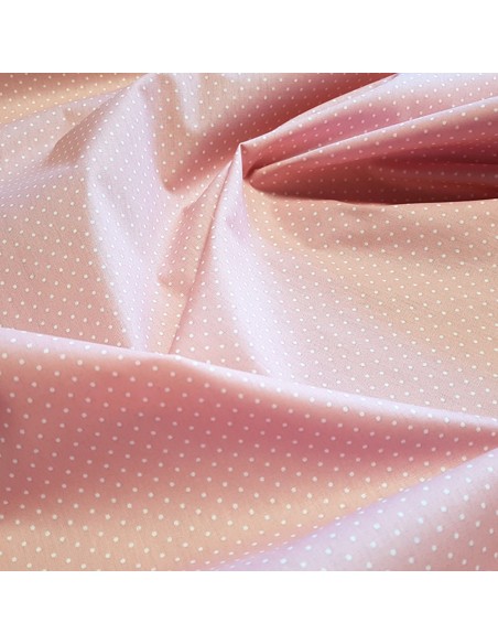 Tissu, Coton Enduit Pois, Rose, Laize 150 cm, 80% Coton 20% Acrylique 255g/m²