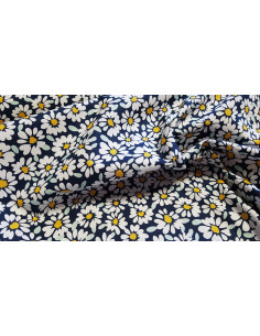 Coton enduit, marguerites, marine 2
