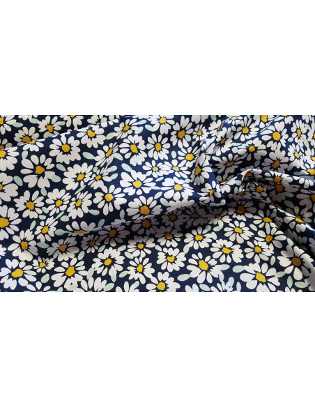 Coton enduit, marguerites, marine