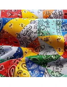 Tissu, Cretonne de Coton, Motifs Bandanas, Multi-couleurs, Laize 150 cm, 100% Coton 2